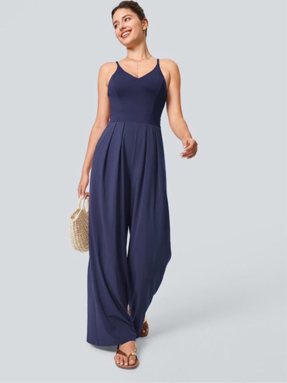 Halara Breezeful Backless Side Invisible Zipper Pocket Wide Leg Quick Dry - Picture 3 of 5
